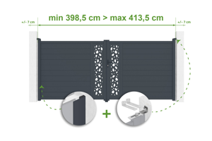 Adjustable swing gate width 4m SUNNY H.180cm gray aluminum main_image