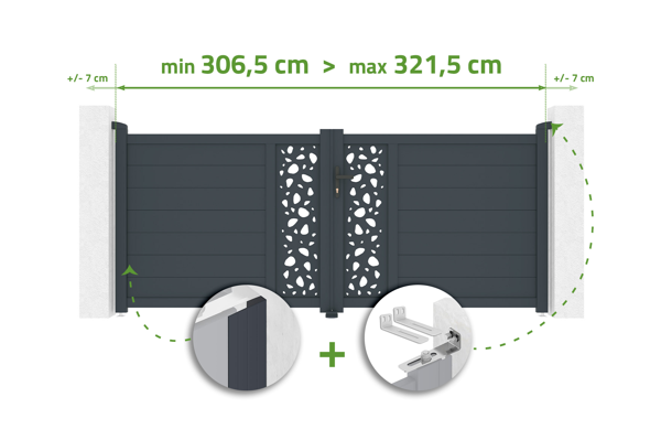 Verstellbares Drehtor Breite 3m SUNNY H.120cm grau Aluminium main image