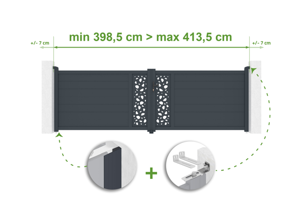 Verstellbares Drehtor Breite 4m SUNNY H.120cm grau Aluminium main image