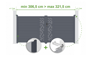 Adjustable swing gate width 3m ADULA H.160cm gray aluminum main_image