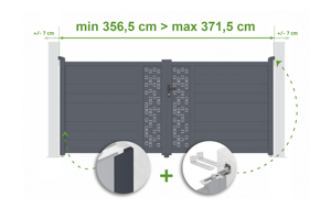 Cancello battente regolabile larghezza 3,5m ADULA H.160cm alluminio grigio main_image