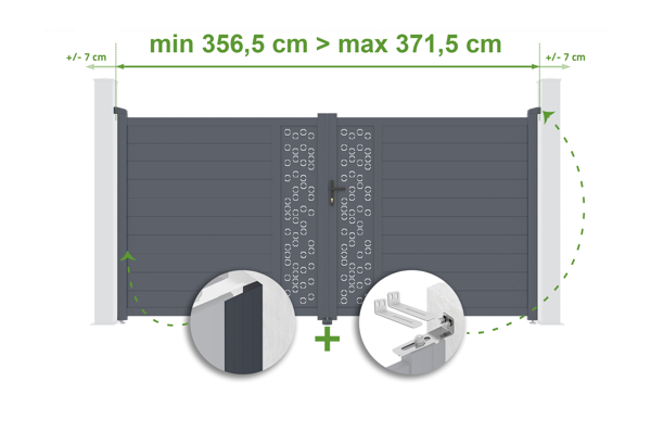 Justerbar svänggrind bredd 3,5m ADULA H.180cm grå aluminium main image