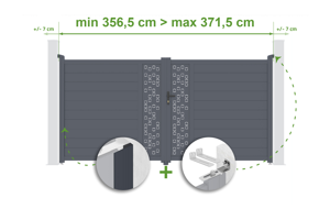 Verstellbares Flügeltor Breite 3,5m ADULA H.180cm grau Aluminium main_image