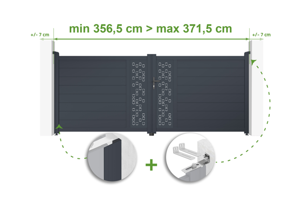 Säädettävä saranaportti, leveys 3,5 m, ADULA, korkeus 140 cm, harmaa alumiini main image