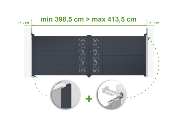 Adjustable swing gate in width 4m ADULA H.140cm gray aluminum main image