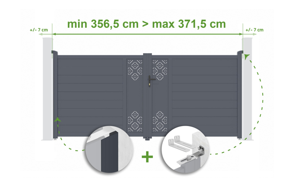 Adjustable swing gate width 3.5m TRIGLAV H.160cm gray aluminum main image