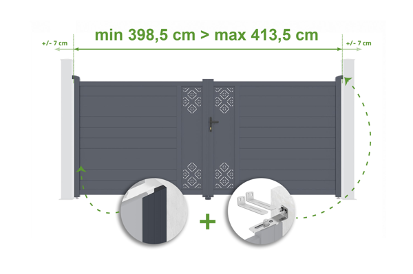 Verstellbares Drehtor Breite 4m TRIGLAV H.180cm grau Aluminium main image