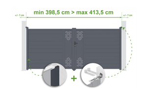 Adjustable swing gate width 4m TRIGLAV H.180cm gray aluminum main_image