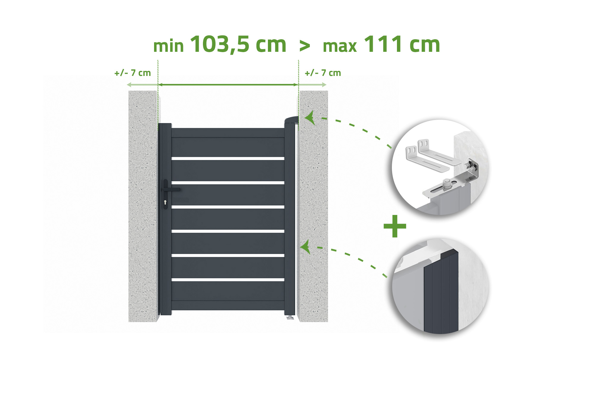Adjustable gate width 1m VOGEL H.140cm gray aluminum 1
