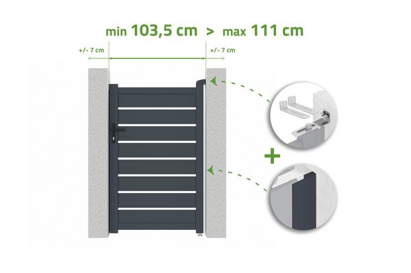 Verstelbare poortbreedte 1m VOGEL H.160cm grijs aluminium main image