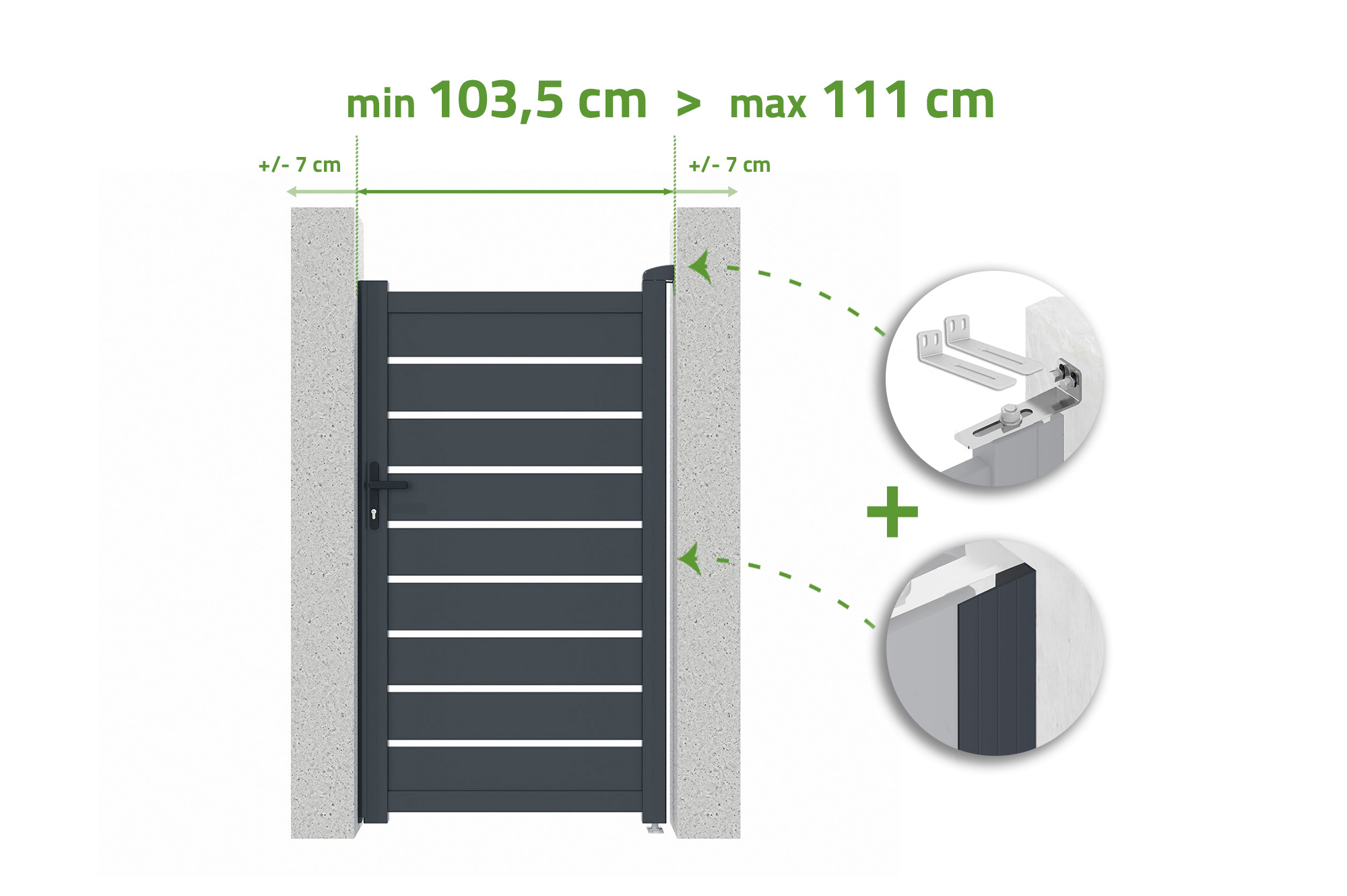 Cancello regolabile larghezza 1m VOGEL H.180cm alluminio grigio 1