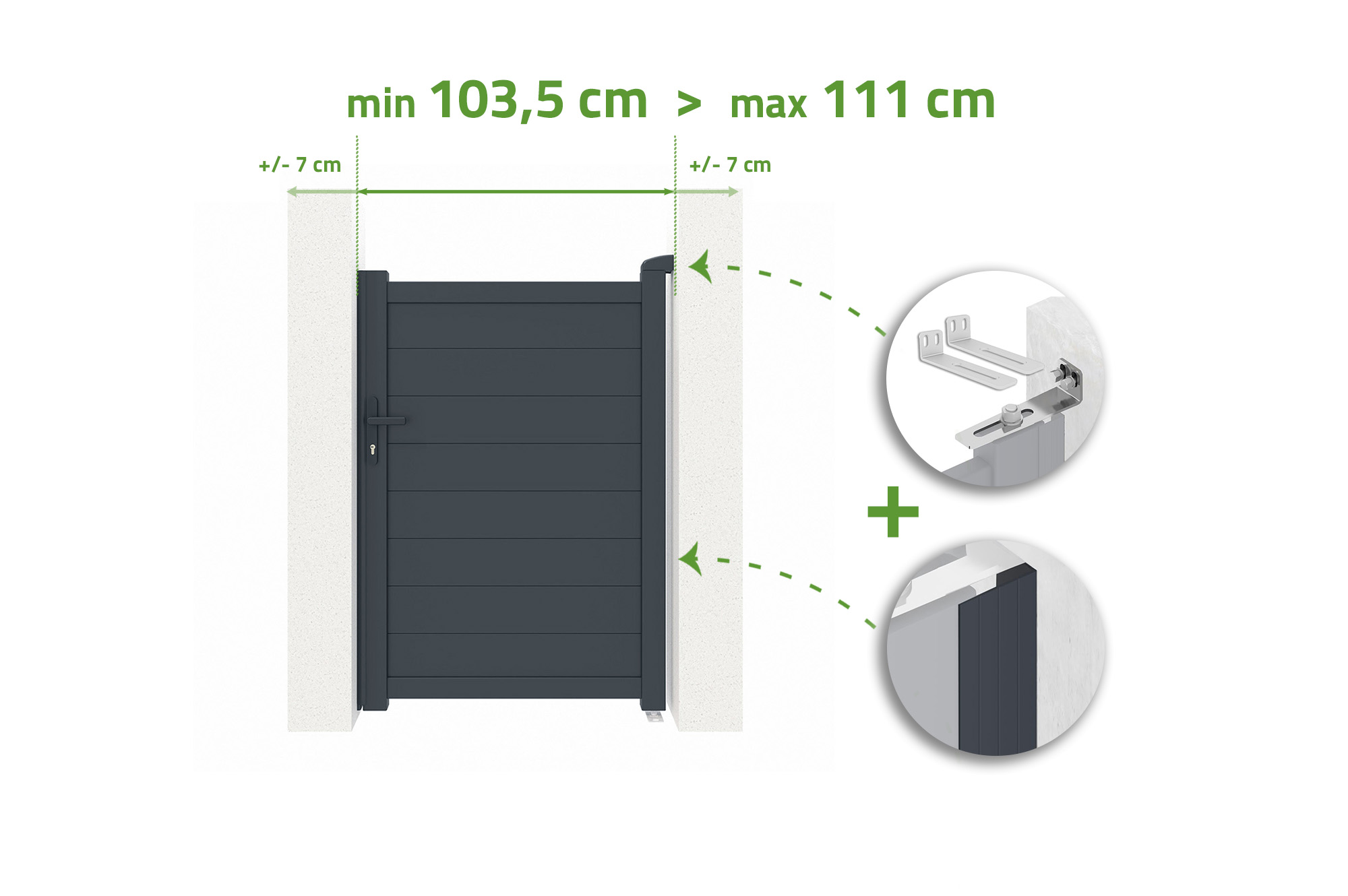 EIGER állítható kapu, szürke alumínium, 140 cm magas, 1 m széles 1
