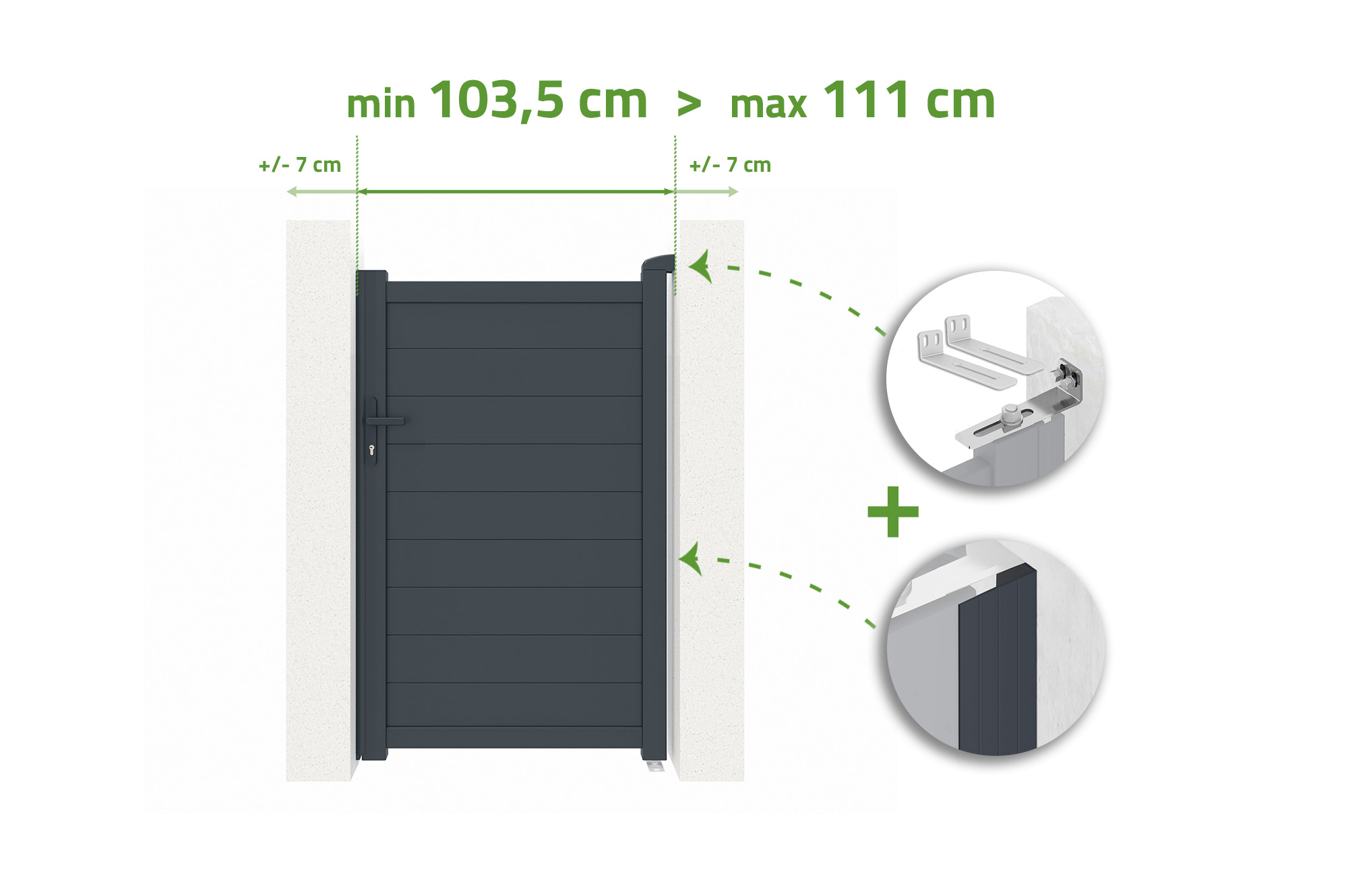 EIGER H.160cm grey aluminium adjustable gate, 1m width 1