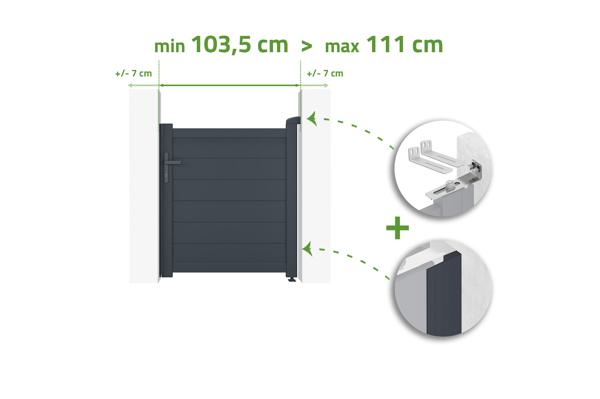 EIGER H.115cm grijze aluminium verstelbare poort, 1m breed main image