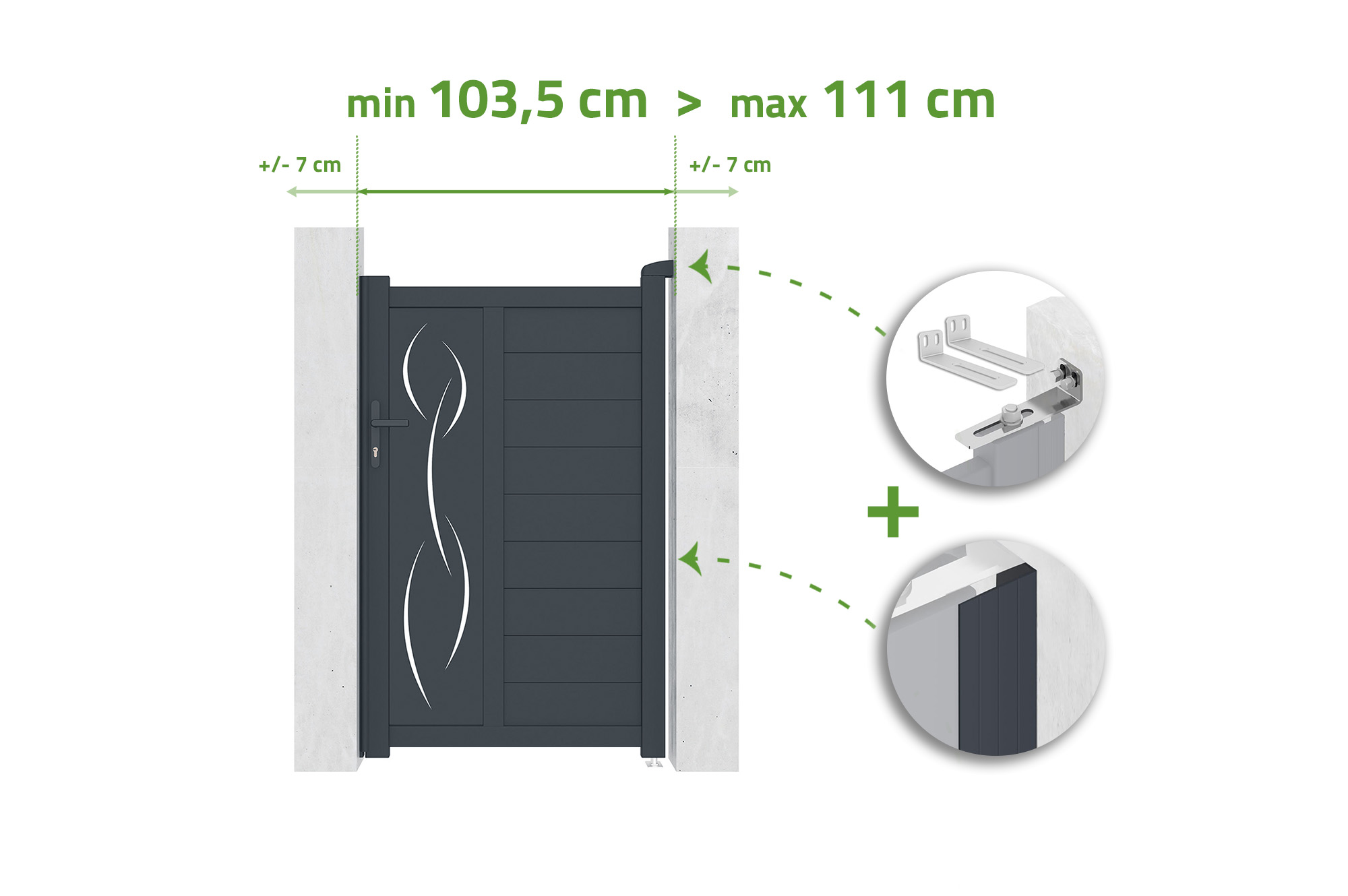 Brama regulowana szerokość 1m LIFE H.160cm szare aluminium 1
