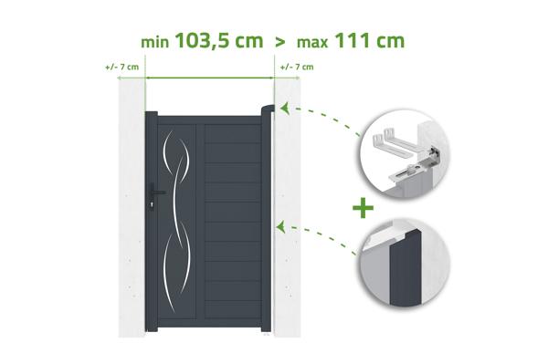 Tor in der Breite verstellbar 1m LIFE H.180cm grau Aluminium main image