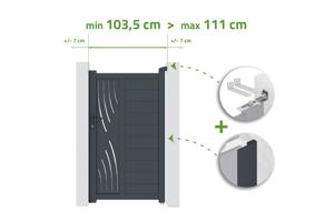 Gate adjustable in width 1m VELETA H.180cm gray aluminum main_image