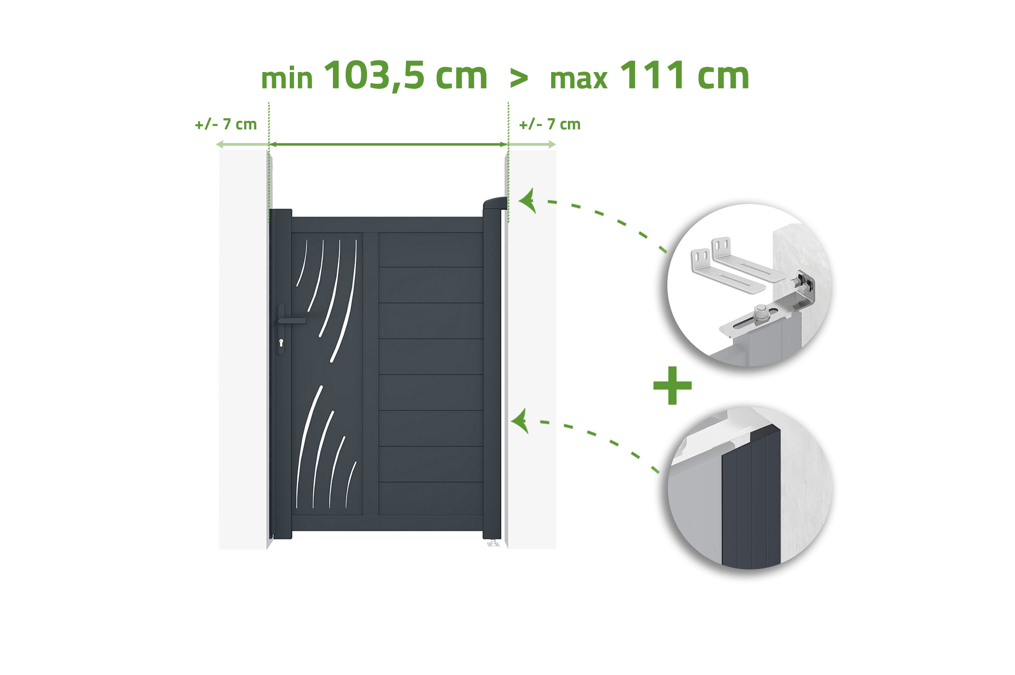 VELETA kapu, állítható szélességű, 1 m, magasság 140 cm, szürke alumínium 1