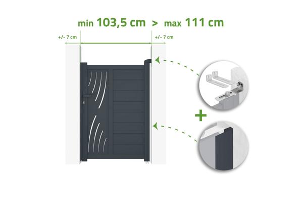 Gate adjustable in width 1m VELETA H.140cm gray aluminum main image