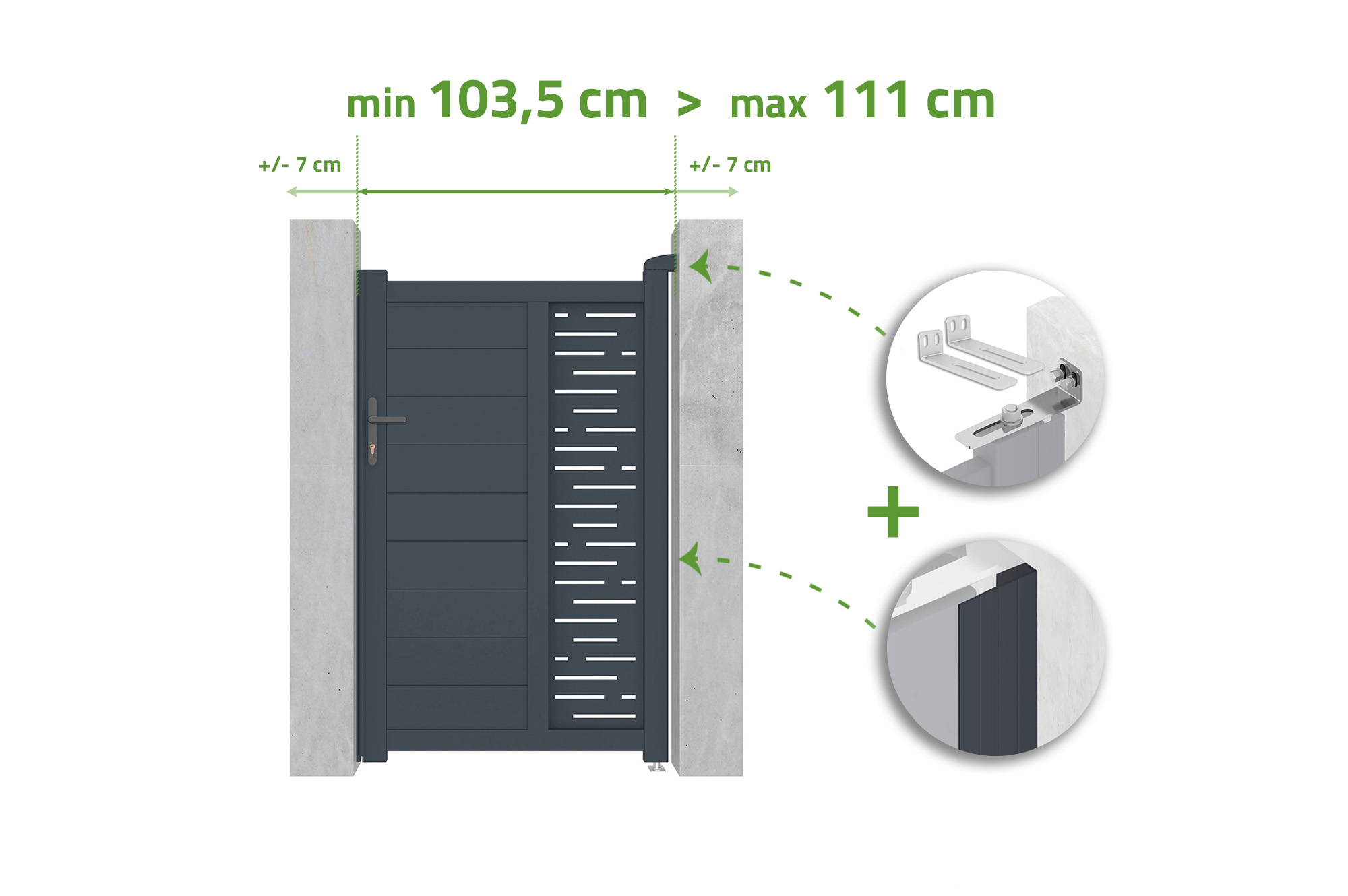 Portillon ajustable en largeur 1m ARLBERG H.160cm alu gris 1