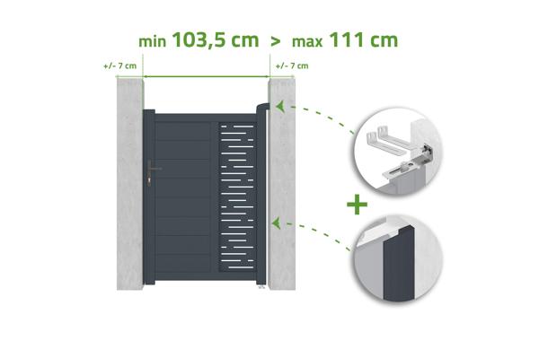 Poort verstelbaar in breedte 1m ARLBERG H.140cm grijs aluminium main image
