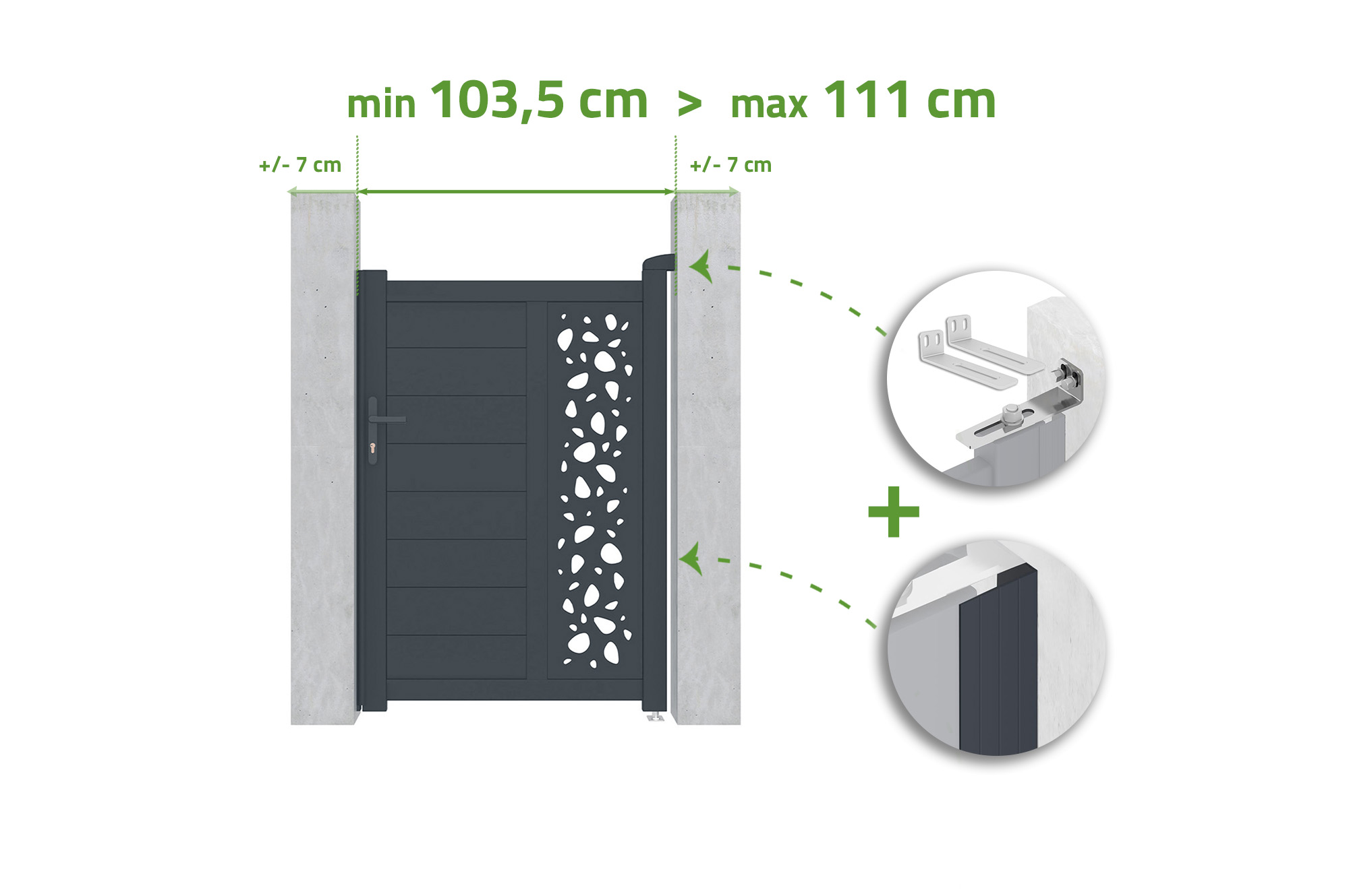 Kapu állítható szélességű 1m SUNNY Ma. 140cm szürke alumínium 1