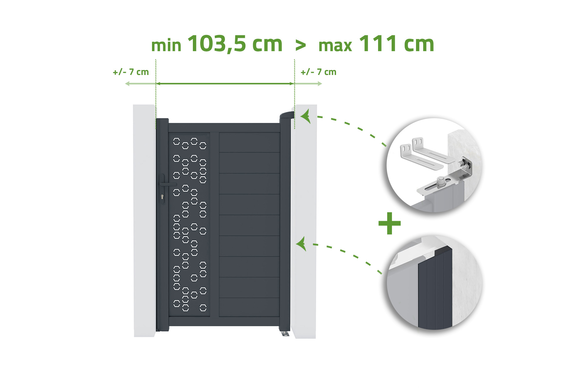 Brama regulowana szerokość 1m ADULA H.160cm szare aluminium 1