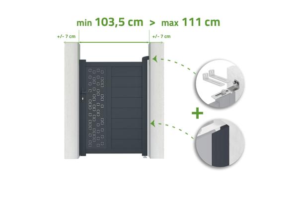 Poort verstelbaar in breedte 1m ADULA H.140cm grijs aluminium main image