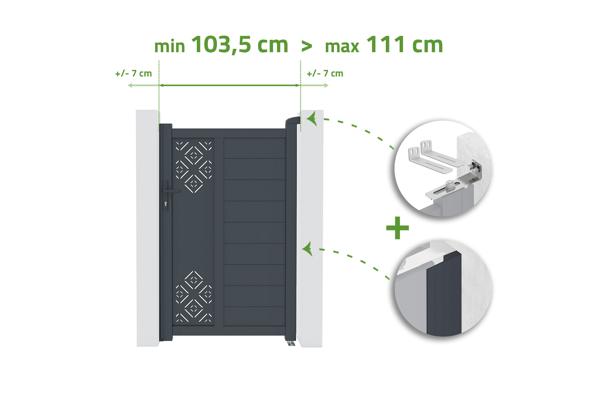 Verstelbare poortbreedte 1m TRIGLAV H.160cm grijs aluminium main image