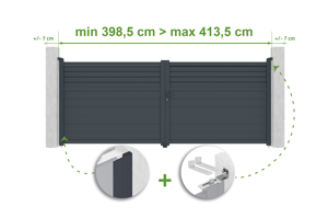 Adjustable swing gate width 4m CARPATIA H.160cm gray aluminum main_image