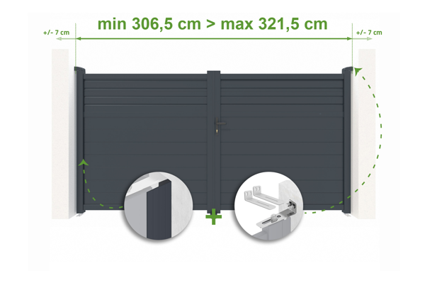 Verstellbares Drehtor Breite 3m CARPATIA H.180cm grau Aluminium main image