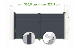 Portail battant ajustable en largeur 3m CARPATIA H.180cm alu gris main_image