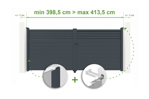 Adjustable swing gate width 4m CARPATIA H.180cm gray aluminum main_image