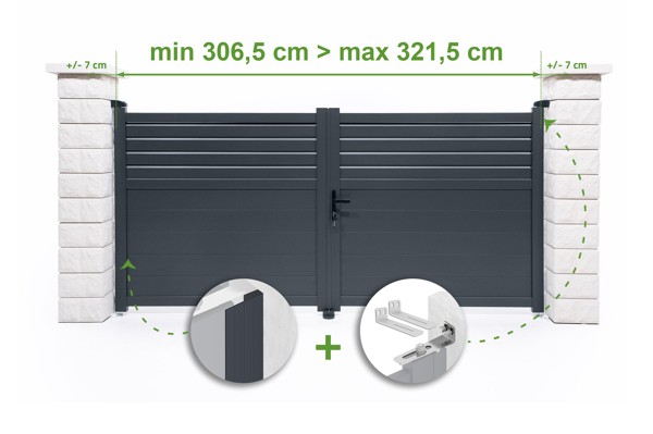 Verstellbares Drehtor Breite 3m CARPATIA H.140cm grau Aluminium main image