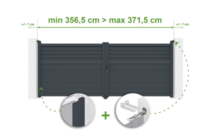 Brama skrzydłowa regulowana szerokość 3,5m CARPATIA H.140cm szara aluminiowa main_image