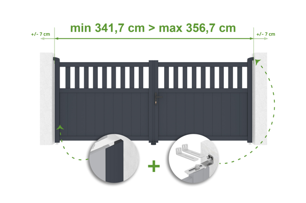 Adjustable swing gate width 3.4m SANTIS H.140cm gray aluminum main image