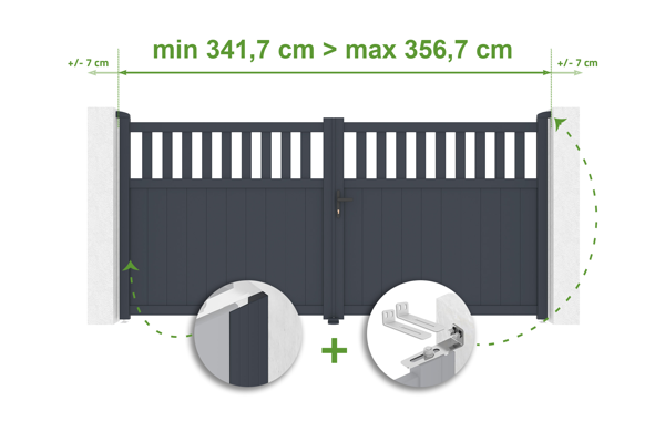 Verstellbares Drehtor Breite 3,4m SANTIS H.160cm grau Aluminium main image