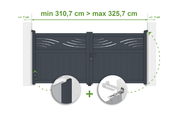 Adjustable swing gate width 3m HALTI H.140cm gray aluminum main image