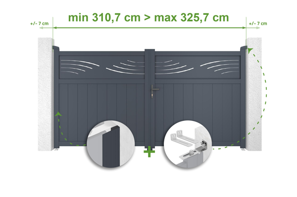 Justerbar svänggrind bredd 3m HALTI H.160cm grå aluminium main image