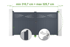 Adjustable swing gate width 3m HALTI H.160cm gray aluminum main_image