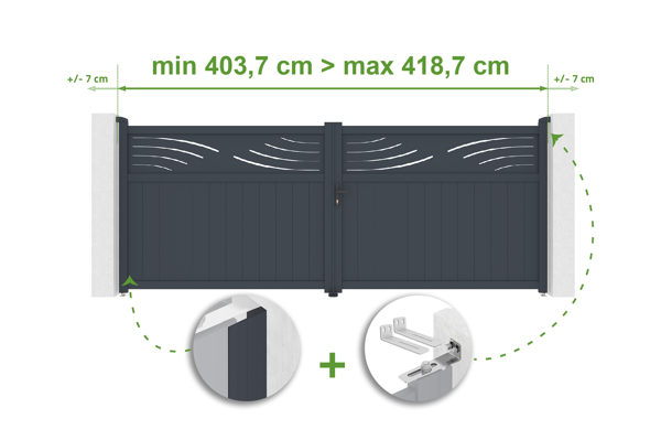Podesiva krilna vrata širine 4m HALTI V. 160cm sivi aluminij main image