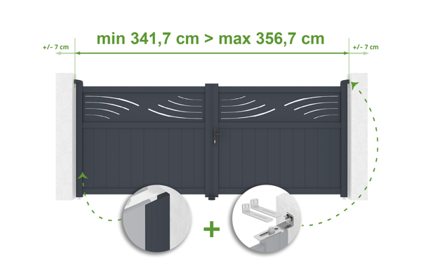 Adjustable swing gate width 3.4m HALTI H.140cm gray aluminum main image