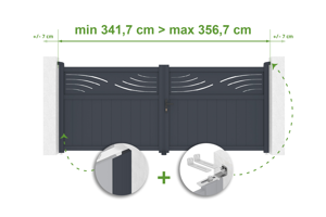 Adjustable swing gate width 3.4m HALTI H.140cm gray aluminum main_image