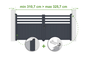 Portail battant ajustable en largeur 3m NEVIS H.140cm alu gris main_image