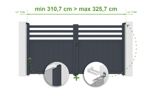 Portail battant ajustable en largeur 3m NEVIS H.160cm alu gris main_image