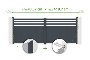Adjustable swing gate width 4m NEVIS H.160cm gray aluminum main_image
