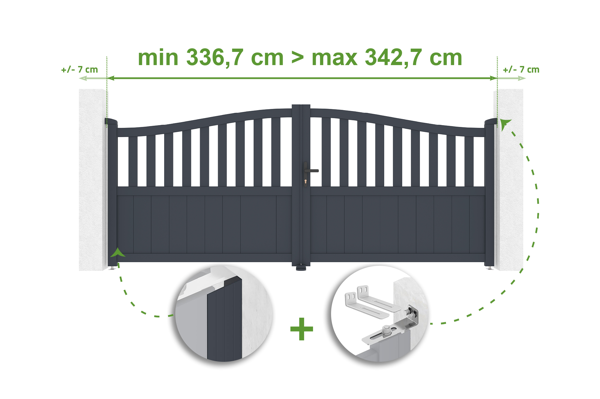 Portail battant ajustable en largeur 3,4m MEIJE H.140cm alu gris main image