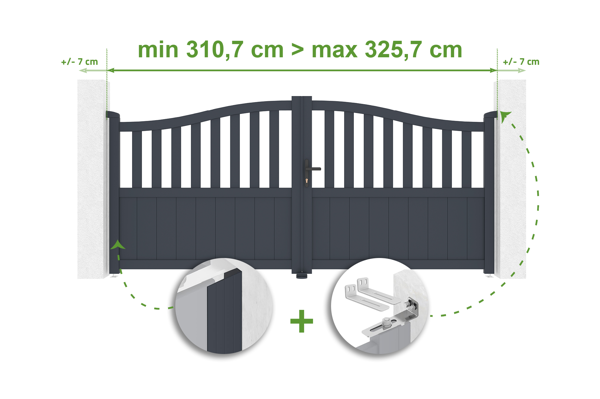 Verstellbares Drehtor Breite 3m MEIJE H.140cm grau Aluminium main image