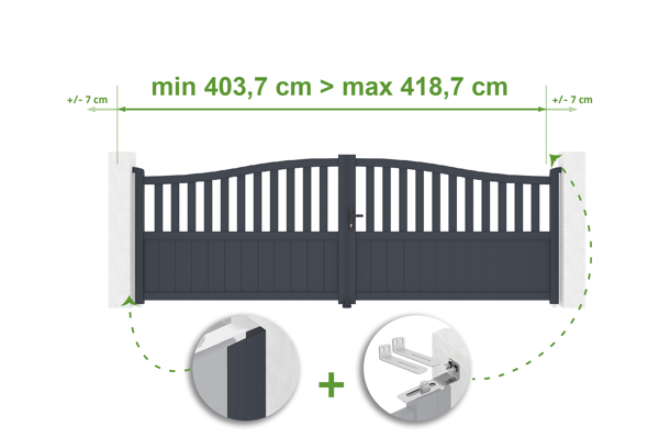 Verstelbare draaipoortbreedte 4m MEIJE H.140cm grijs aluminium main image