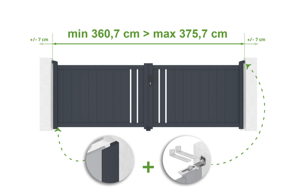 Portail battant ajustable en largeur 3,5m GIONA H.120cm alu gris main image